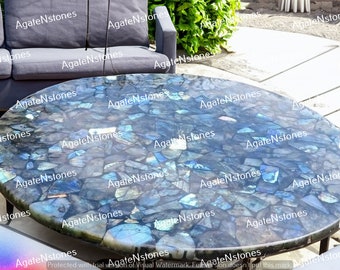 Labradorite Coffee Table /Bed side Table, Gesmtone Round Dining Table, Coffee Table, Labradorite Center Table Top, Home Decor Interior