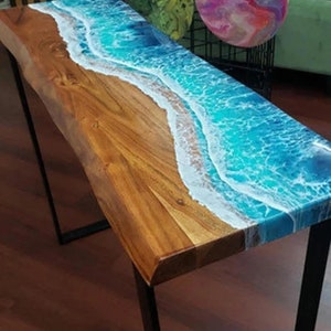 Handmade Live Edge Walnut Epoxy River Table Top: Custom Home Decor