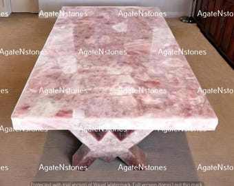 Handmade Rose Quartz Table Top: Elegant Pink Stone Kitchen & Coffee Table