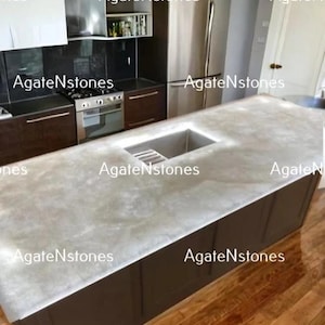 White Quartz Countertop Table | Gemstone Dining Table | Crystal Healing Bar Table | Conference Meeting Table | Farmhouse Island Decor