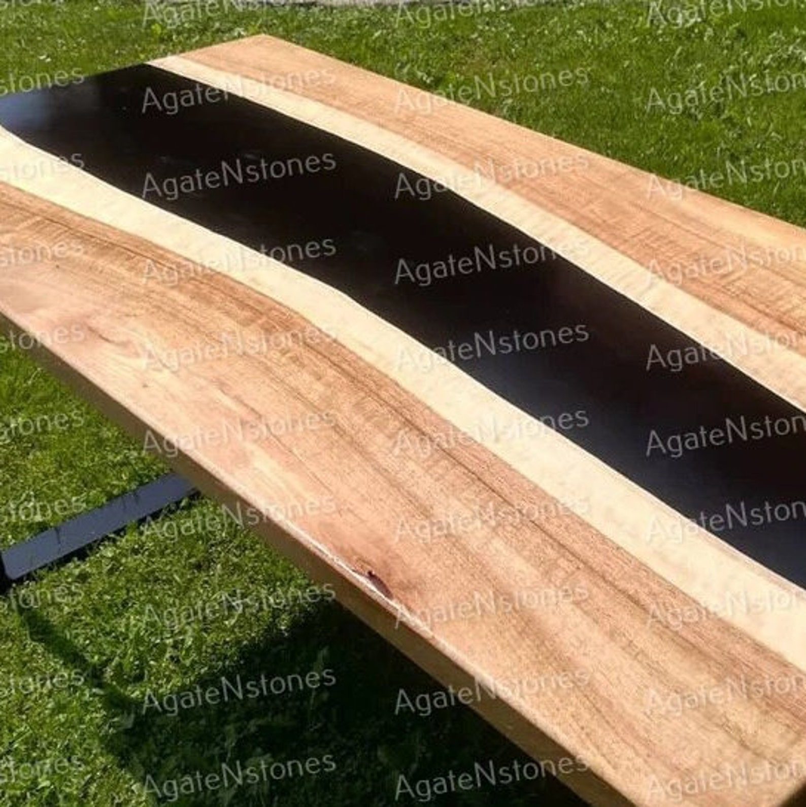 Walnut Epoxy Coffee Table Black Epoxy Resin Table Custom Epoxy Etsy