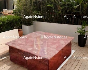 Handmade Rose Quartz Table Top: Luxury Kitchen Slab, Hallway Decor