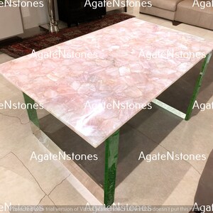 Rectangle Rose Quartz Stone Table Top | Agate Dining Table & Quartz Slab for Elegant Living Room and Office Desk