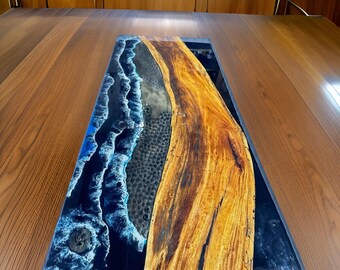 Made To Order Acacia Wood Rectangular Epoxy Table Tops Handmade Resin River Live Edge Handmade Dinning Room Furniture