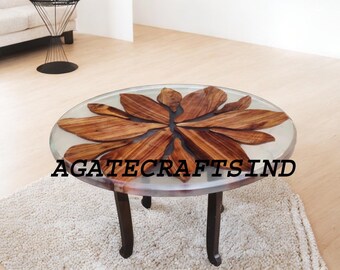 Clear Epoxy Table / Round Epoxy Resin Table Tops /Epoxy Wooden Table/ Living Room Table/ Handmade Epoxy Table Tops for Unique Home Decor