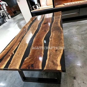 Black Epoxy River Table | Live Edge Epoxy Table | Living Room Table |Walnut Table | Countertop | Handmade  Table | Coffee Table| Epoxy Table