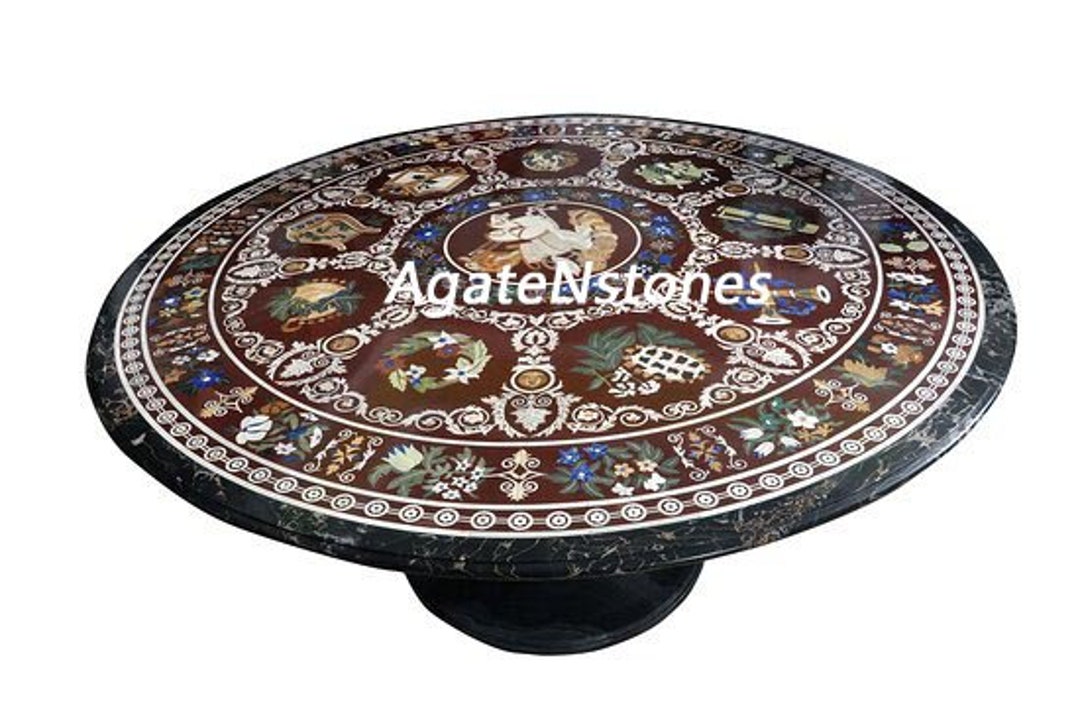 Marble Black Coffee Table Round Dining Table Custom Table Top Etsy