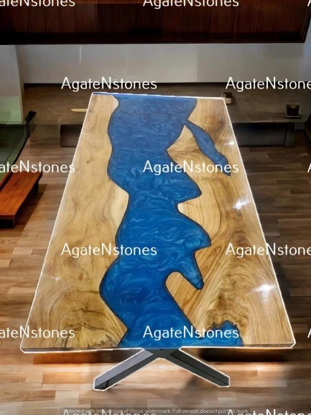 Handmade Acacia Wood & Epoxy Resin Ocean Wave Table - Etsy