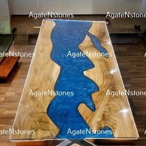 Made to Order Ocean Wave Epoxy Resin Table – Natural Acacia Wood Live Edge Center, Sofa Dining Table for Modern Cafeteria Handmade Decor