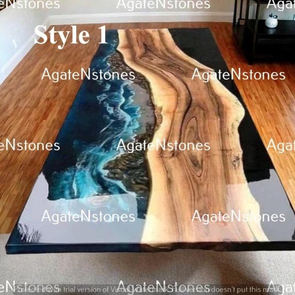 Made To Order Acacia Wood Rectangular Epoxy Table Tops Handmade Resin River Live Edge Handmade Dinning Room Furniture