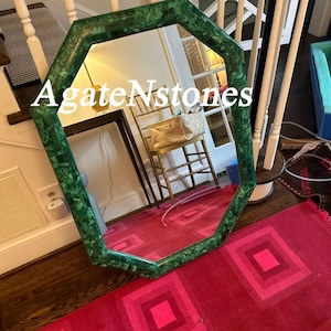 Natural Malachite Wall Decor Mirror Wall Hanging Mirror Stone Decor Mirror Living Room & Hallway Decors Handmade Furniture Gift for Her/Him