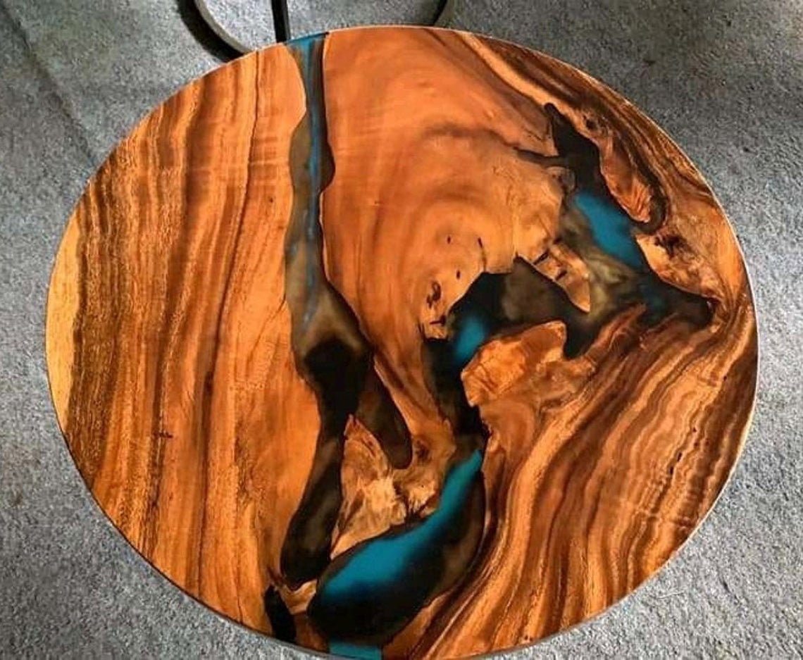 Round Wood Epoxy Table Dining Sofa Custom Order Epoxy Resin Etsy
