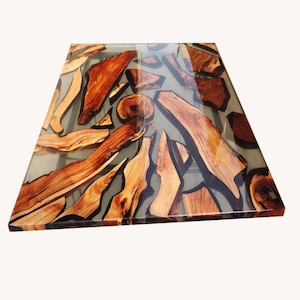 Unique Epoxy Resin Top Family Table | Acacia Wooden Simple Large Kitchen Epoxy Table | Rustic Table Simple Dining Table With Stand