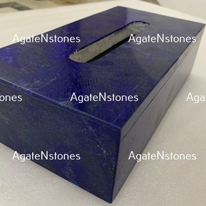 Scatola di carta velina in marmo bianco fatta a mano, intarsi in lapislazzuli blu, eleganti accessori per il bagno e la tavola, porta tovaglioli per l'arredamento della casa