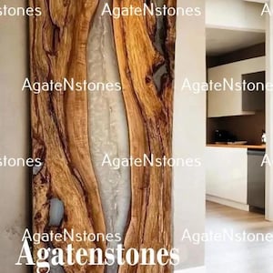 Live Edge Epoxy Resin Barn Door – Custom Handmade Wooden Sliding Door, Natural Wood Crystal Resin Art for Modern Home & Office Decor Gifts