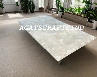 Quartz Crystal Countertops, White Quartz stone Coffee Table, Quartz Dining Table, Handmade Quartz Countertop, home decor, Furniture Decor