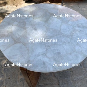White Quartz Round Center Table Top – Natural Quartz Stone Table – Handmade Round Desk or Coffee Table For Luxury Home Decor