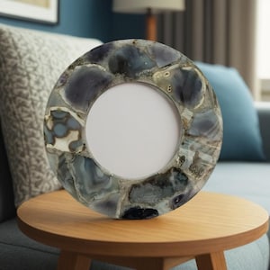 Natural Agate Crystal Photo Frame – Handmade Epoxy Resin Picture Frame for Family Memories, Wedding & Holiday Gifts