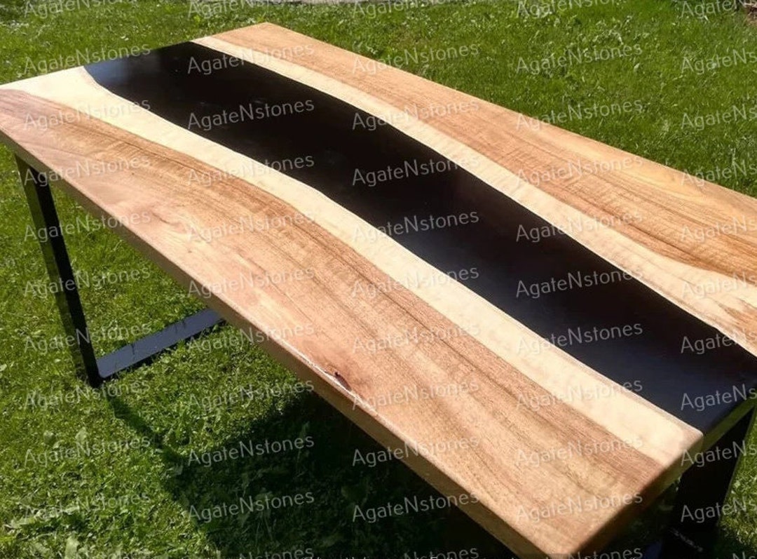 Walnut Epoxy Coffee Table Black Epoxy Resin Table Custom Epoxy Etsy