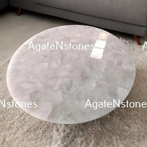 White Quartz Stone Table Top, Agate Round Coffee Table Top, Console Table, Center Table For Home Decor Table