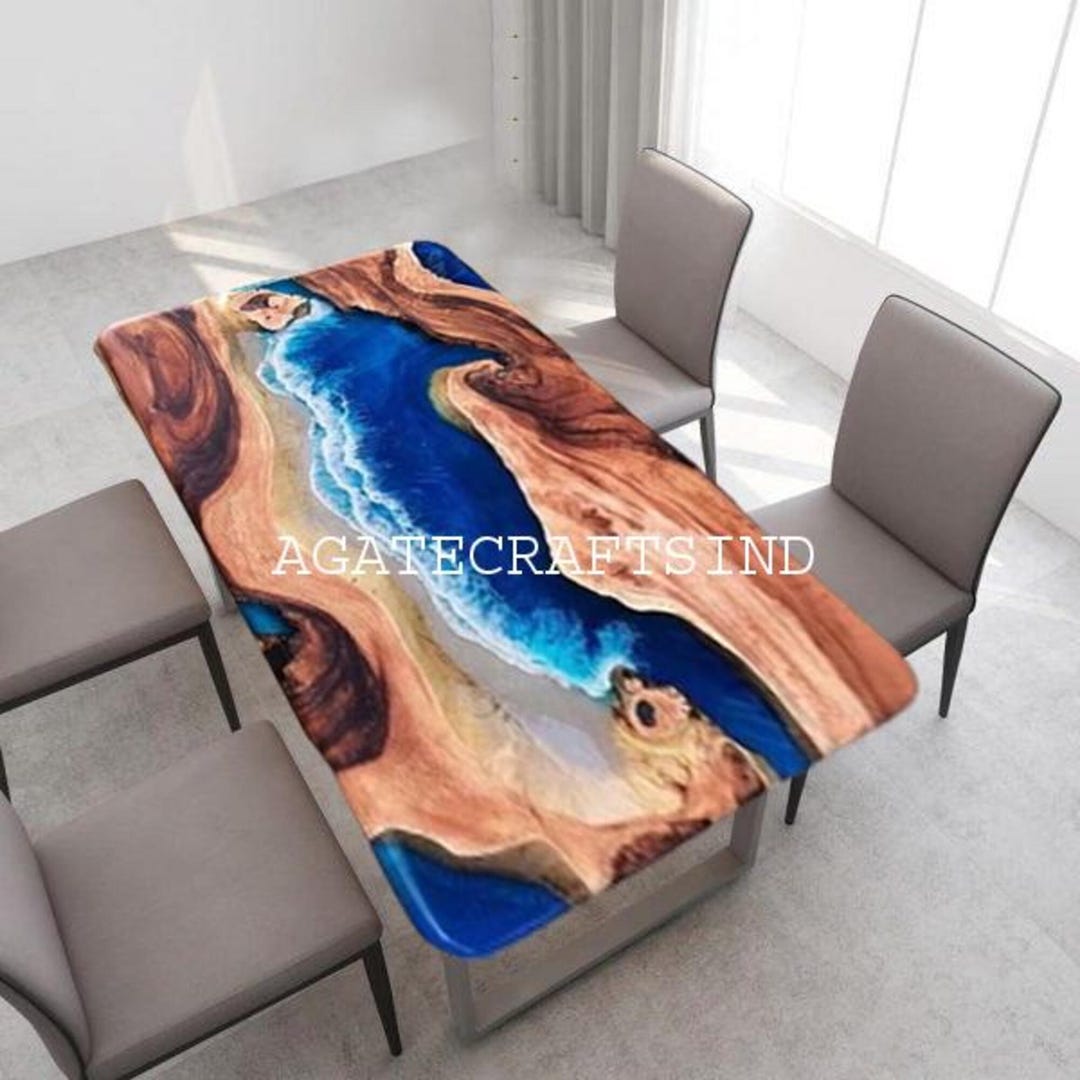 Handmade Ocean Epoxy Table Top: Walnut Resin Dining Table - Etsy