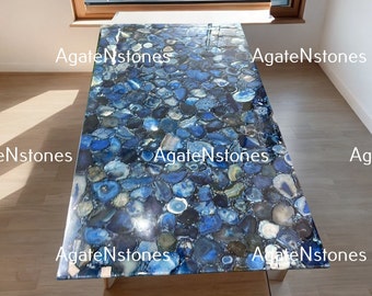 Handmade Blue Agate Slab: Bar, Kitchen, Office Decor