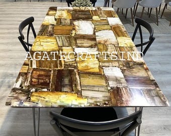 Handmade Petrified Wood Table Top | Agate Kitchen Island Slab