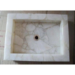 Hotel Bathroom sink, White Quartz Basin, Agate Counter Sink , White Quartz Sink,  Kitchen Counter Sink, Bathroom Sink