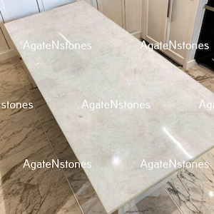 White Quartz Stone Countertop | Handmade Kitchen Slab & Bar Table Top | Outdoor Furniture Surface for Modern Home Decor – Only Top
