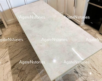 Handmade White Quartz Agate Table Top: Modern Home Decor