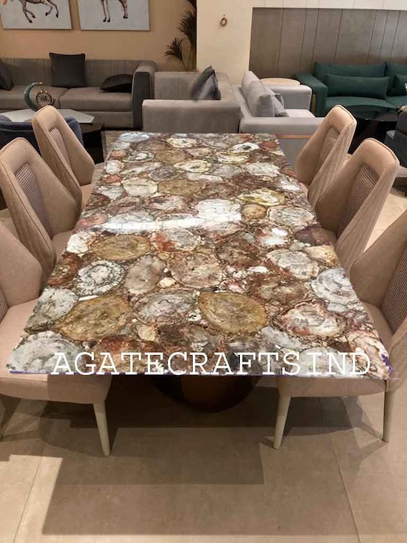 手作りの珪化木テーブルトップ：瑪瑙の宝石板 - Etsy 日本