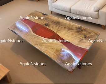 Red Epoxy Table Top, Epoxy Dining Table, Epoxy Console Table, Coffee Table, Epoxy Resin Table, Live Edge Walnut Table, Home & Office Decor