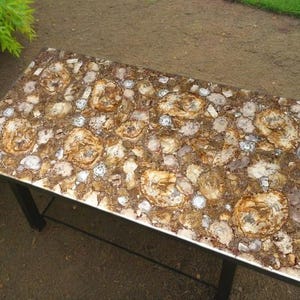 Petrified Wood Slab Dining Table – Natural Stone & Agate Centerpiece for Living Room or Console Table Decor