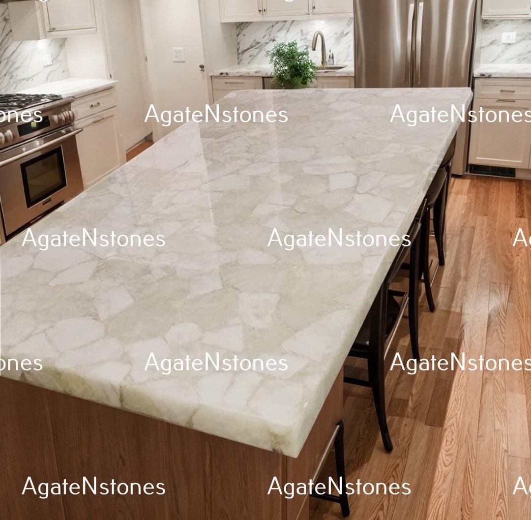 Quartz Crystal Countertops, White Quartz Stone Coffee Table , Quartz Dining Table Top, Handmade