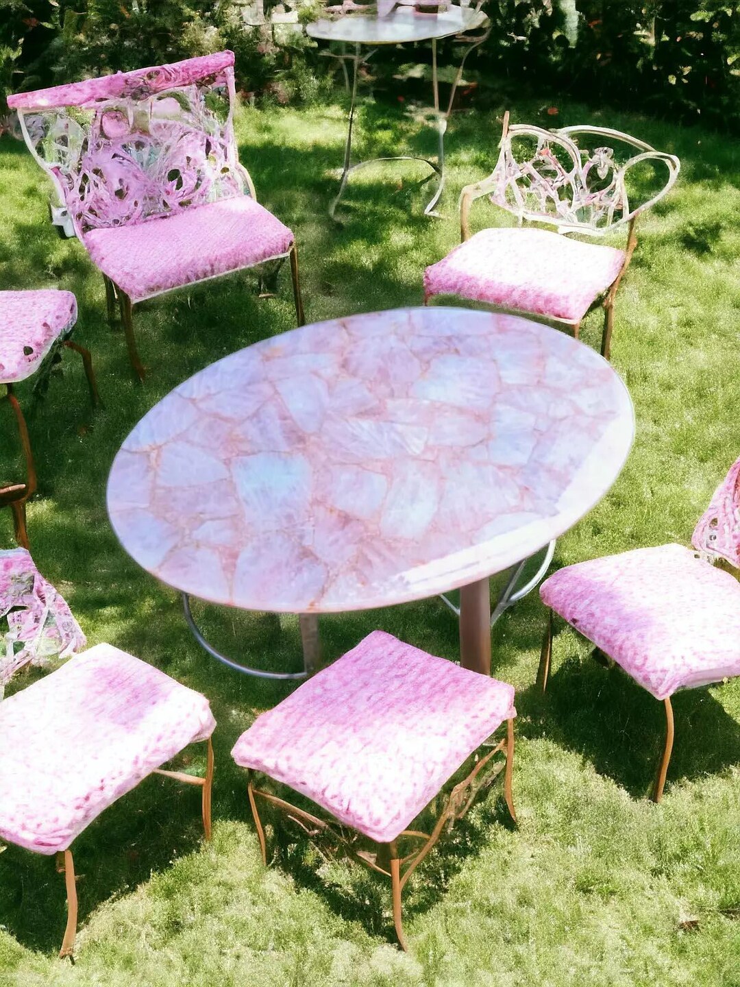 Rose Quartz Coffee Table, Oval Quartz Table Top, Pink Quartz Center Table, Stone Coffee Table ...