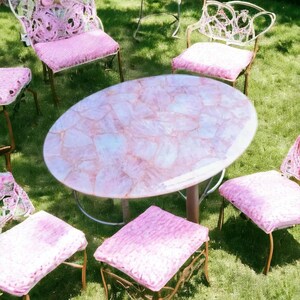 Rose Quartz Coffee Table, Oval Quartz Table Top, Pink Quartz Center Table, Stone Coffee Table & Living Room Table Top Home Decor Interior