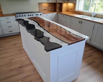 Handmade Live Edge Walnut Epoxy Resin Countertop – River Style Slab