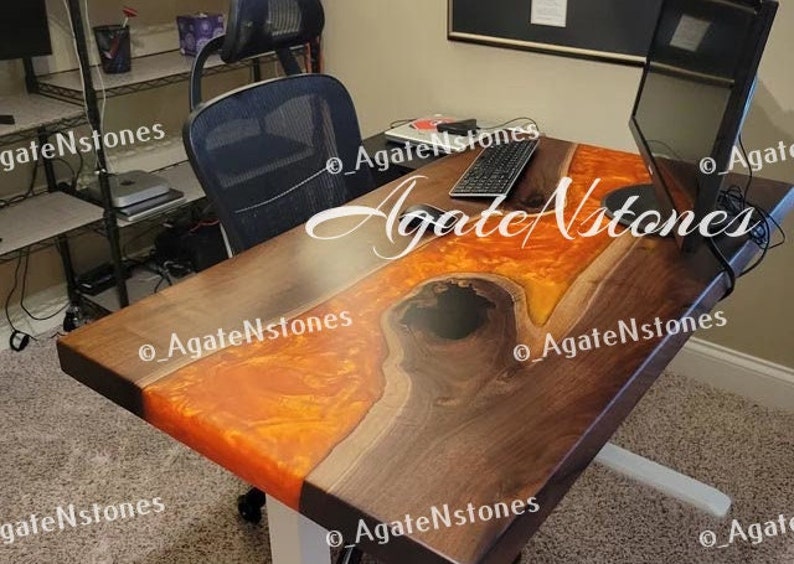 Black Epoxy River Dinning/ Dining Table Top 