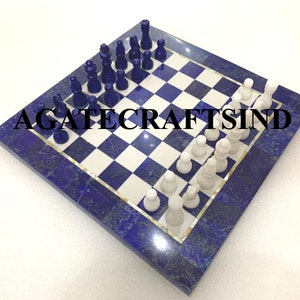 Beautiful Lapis Chess Set With Marble Stone Chess Pieces Vintage Chess Indoor Game Marble Chess Board Handcraft Top Quality
