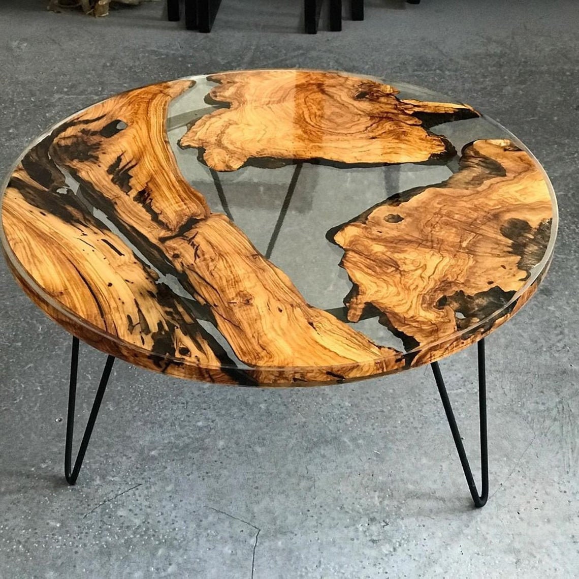 Epoxy Table Live Edge Wooden Table Round Epoxy Resin River Etsy UK