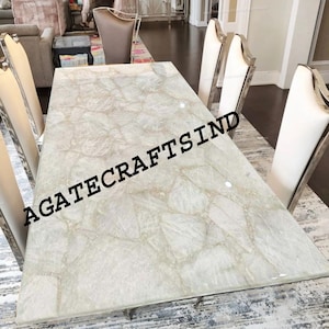 White Quartz Dining Table, Quartz Table Top, White Quartz Center Table, Quartz Kitchen & Living Room Decor Slab, Home Decor Interior