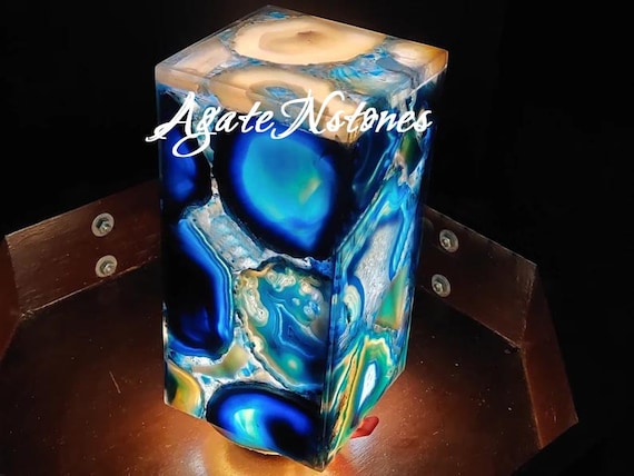 Elegant Blue Agate Stone Lamp Natural Stone Accent Lamp for