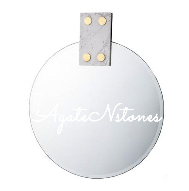 Miroir Mural Rond 18 Pouces (45cm) Avec Cadre En Sélénite - Pierre De Cristal - Fait Main