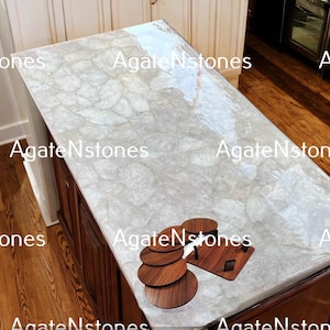 Quartz Countertops, kitchen & Dining Countertop, Dining Table Handmade Agate Gemstone Elegance for Mid Century Furniture