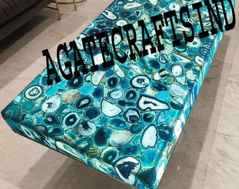 Countertop, Blue Agate Table Top, Gemstone Slab, Agate Side Table, Agate Countertop, Island Slab, Kitchen Table,Living & Office Furniture