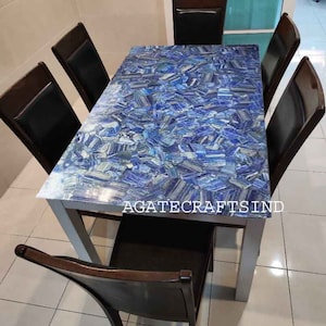 Lapis Lazuli Gemstone Dining Table Top, Marble Table, Blue Table Top Kitchen Counter Slab Lapis Lazuli Center Table Top, Stone Coffee table