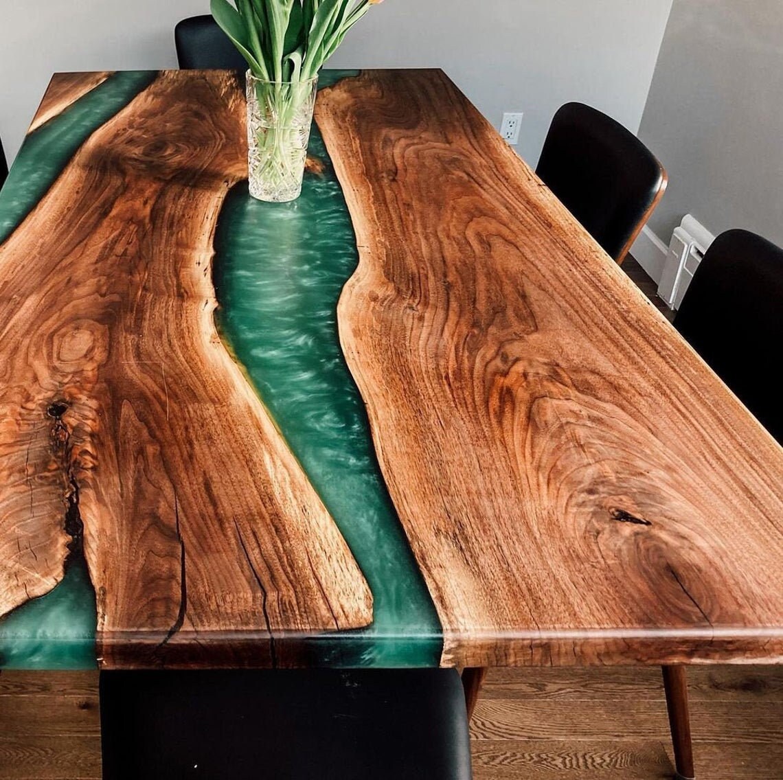 Epoxy tafel houten tafel met epoxyhars - Etsy België