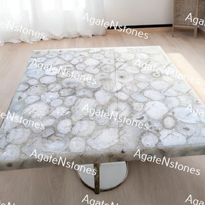 White Agate Dining Table – Luxury Semi-Precious Stone Furniture for Home & Restaurants Decor Furniture
