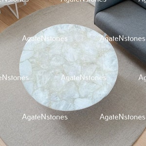 White Quartz Round Table, Coffee Table, Quartz Center Table Top, Agate Table top, Round Dining Table, Home Decor, furniture Gifts Only Top