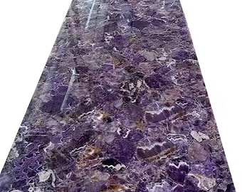 Purple Amethyst Kitchen Countertop | Backlit Labradorite Gemstone Slab | Quartz Countertop | Illuminated Stone Only Top for Modern Kitchen